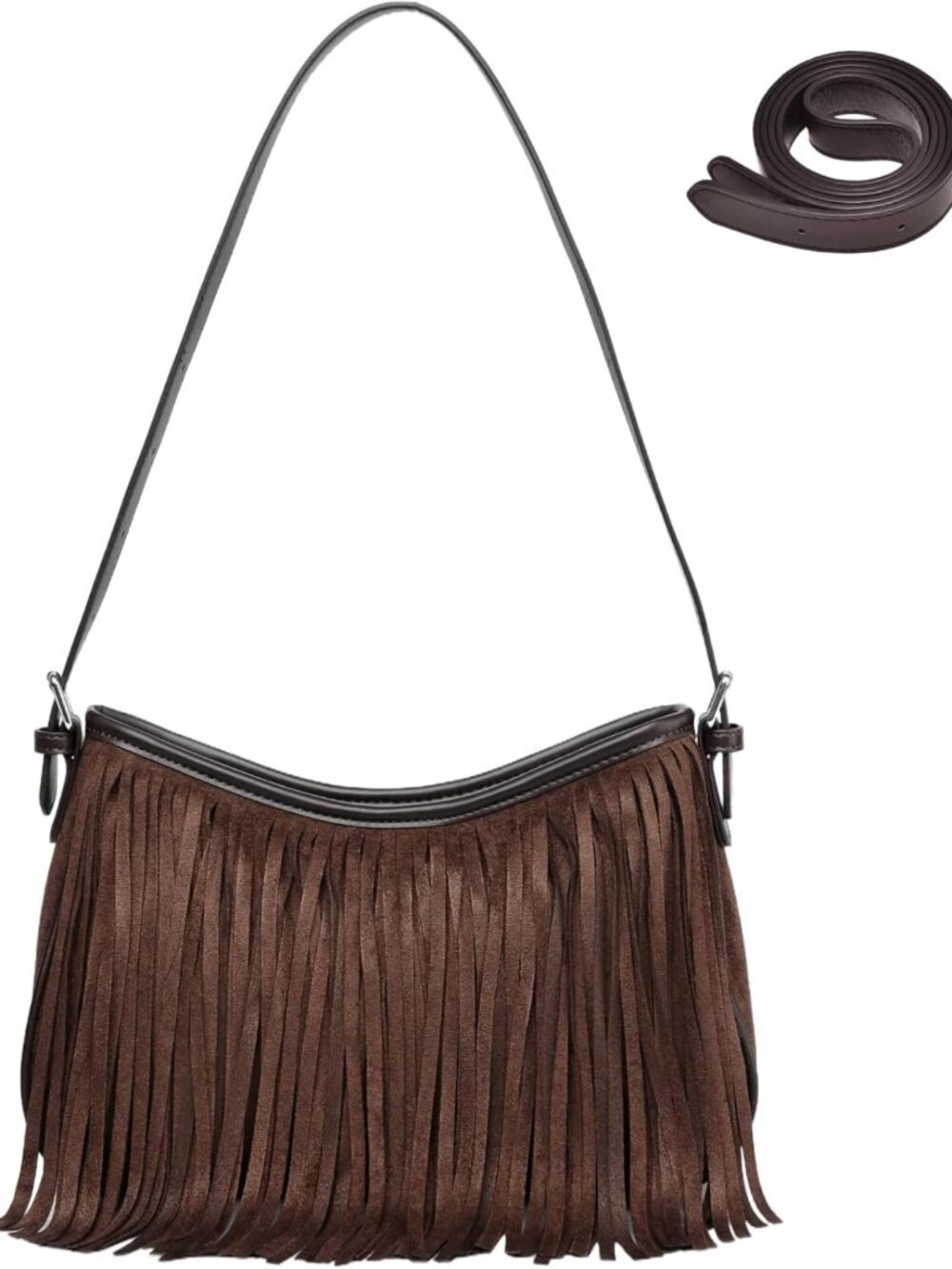 Chic Suede Fringe Hobo Bag for Women | Stylish Crossbody Shoulder Purse